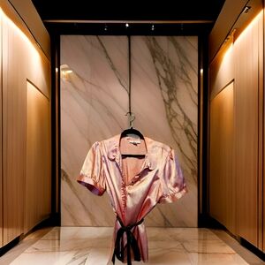 pink with black polkadot blouse. size xl